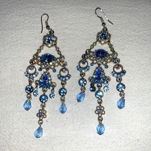 Crystal blue chandelier, earrings